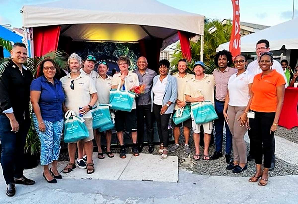 Malolo crew and ARC event representatives from Saint Lucia welcome the sailors to local shores.