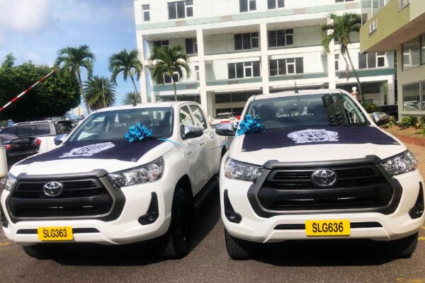 New vehicles given to the police force by government Monday.