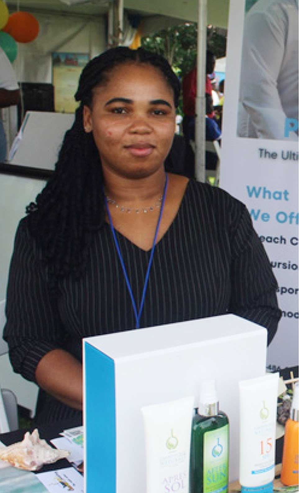 Abejah Modeste at the Business Showcase in Derek Walcott Square in October.