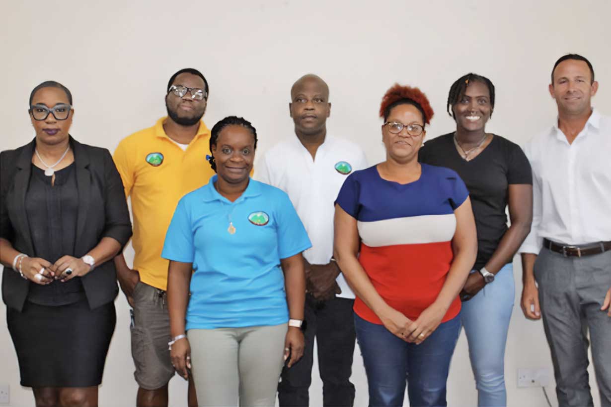 [Pictured from L to R]: Dora Henry, Cornelius Breen, Lisa Joseph, Wayne Burton, Laricia Laurent, Makeba Alcide, Andrew Behl.