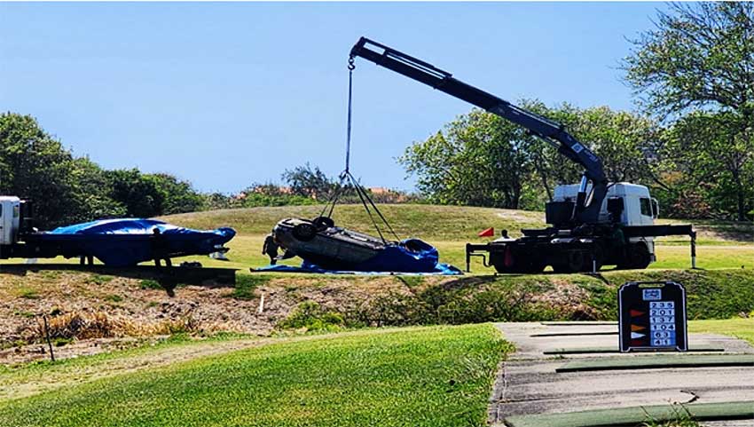 Omar's vehicle after being pulled from the pond.