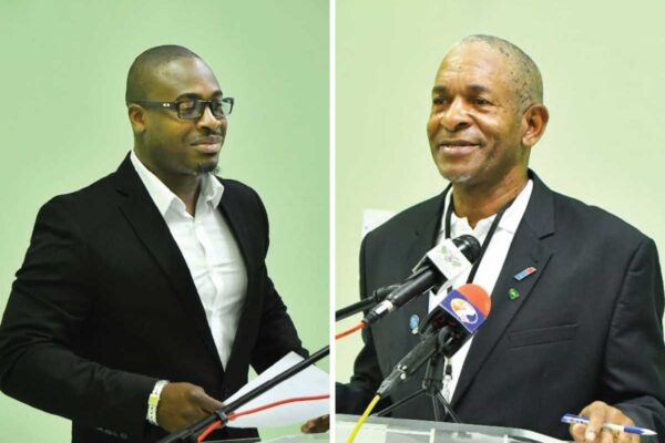 [L-R] Sports Minister Kenson Casimir & David Christopher SLBA President