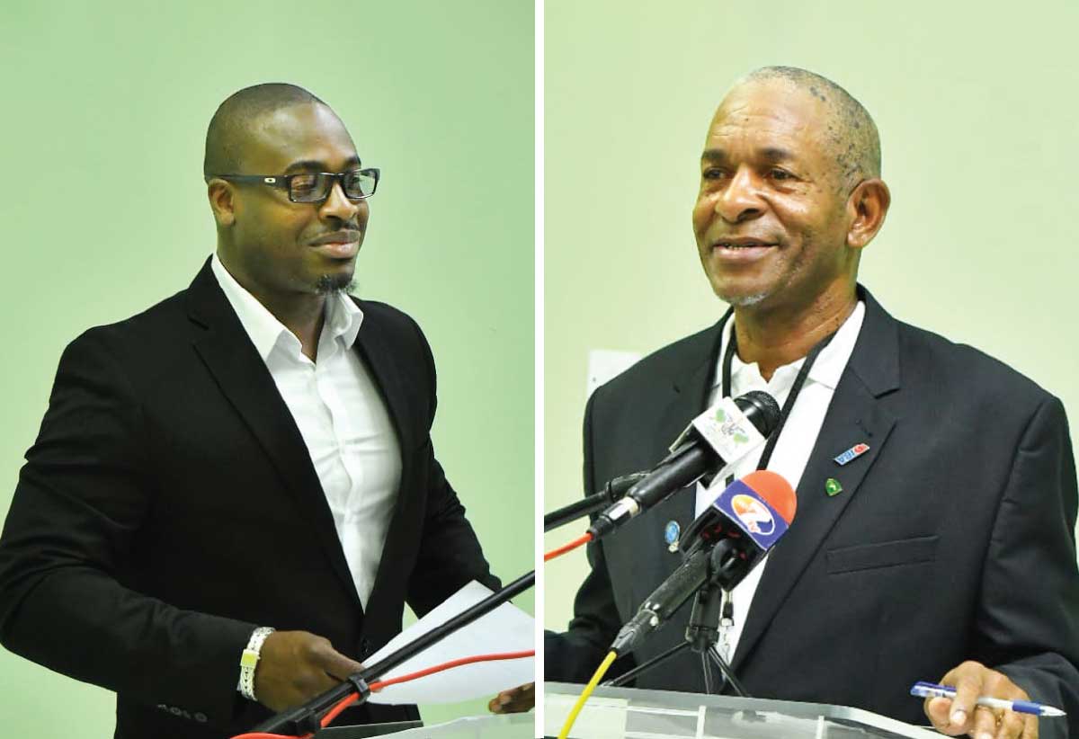 [L-R] Sports Minister Kenson Casimir & David Christopher SLBA President 