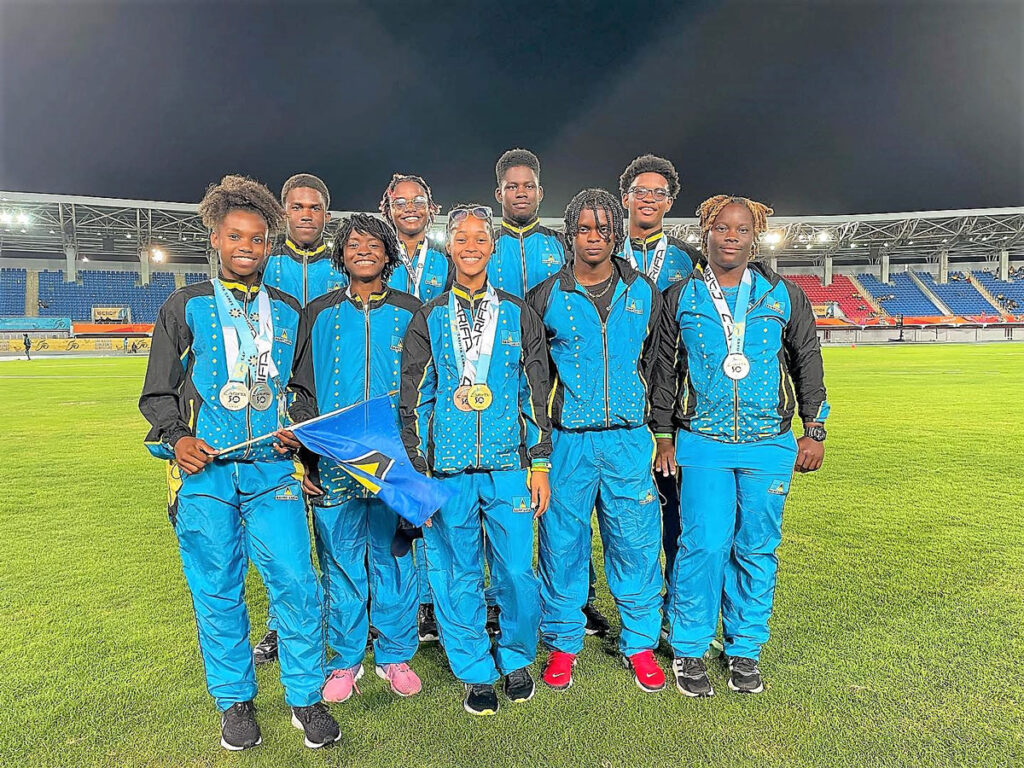 Team Saint Lucia celebrate their best medal haul at Carifta Games