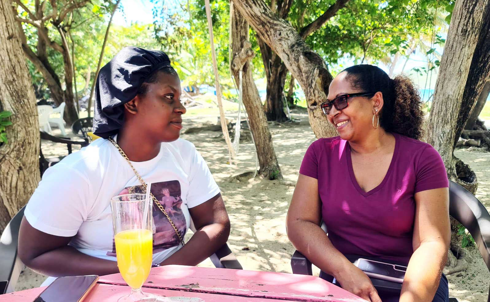 Nadiege and Dr Joseph having a friendly chat.