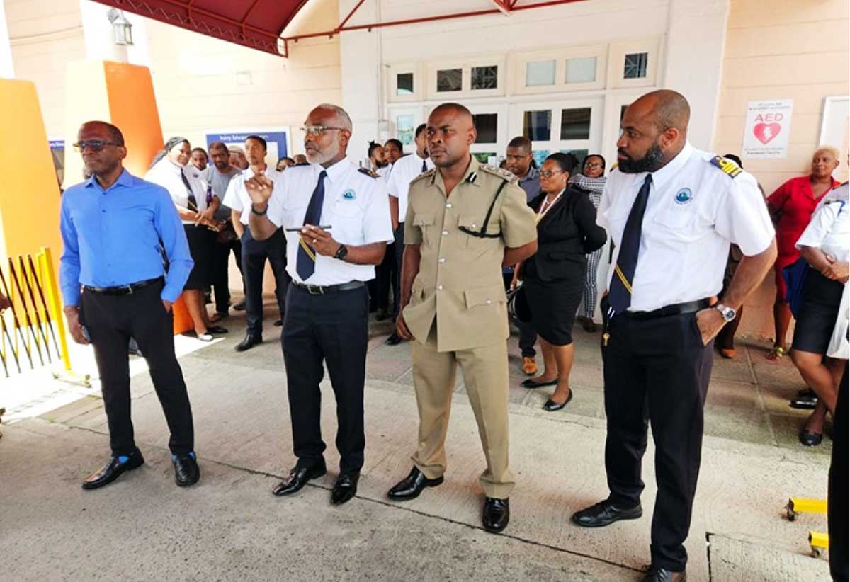 PM Pierre meets with customs officers and Acting Police Commissioner Ronald Phillip