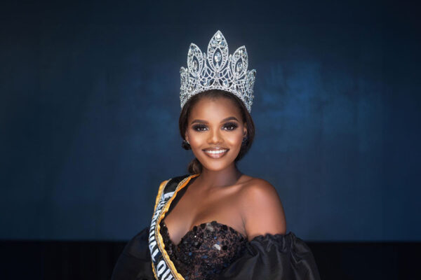 Shanice Butcher, Miss Caribbean Galaxy Real Estate, wearing her crown.