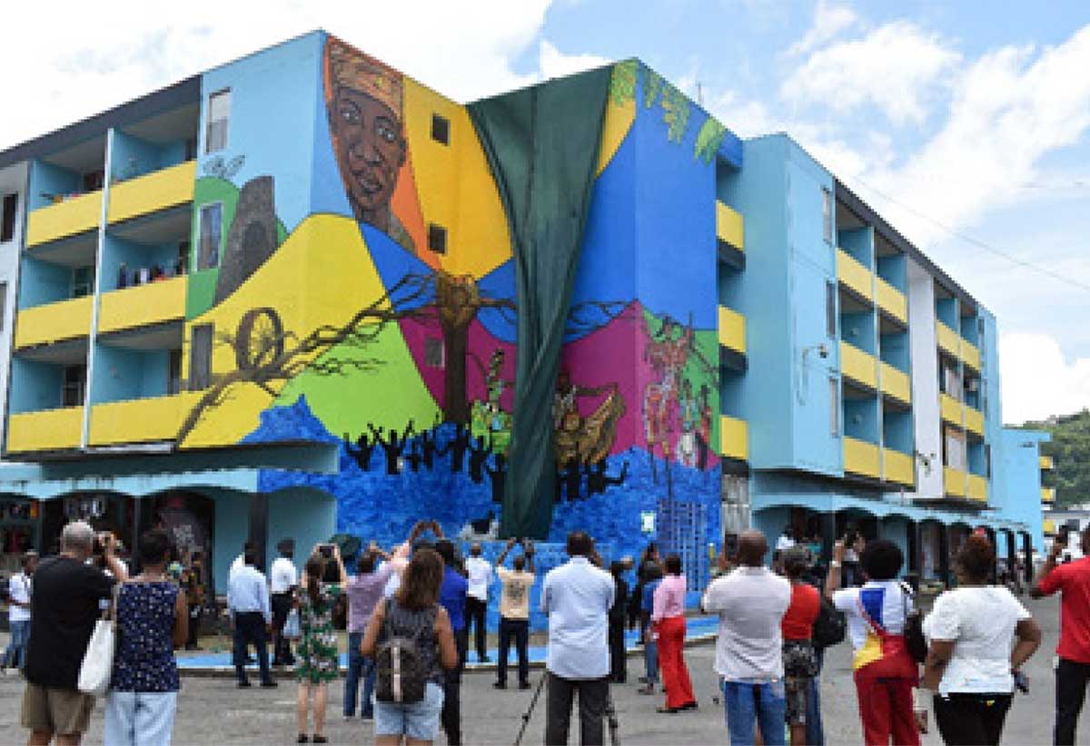 Naja Simeon’s mural is a representation of the revolution, emancipation and celebration of Saint Lucia’s African heritage.
