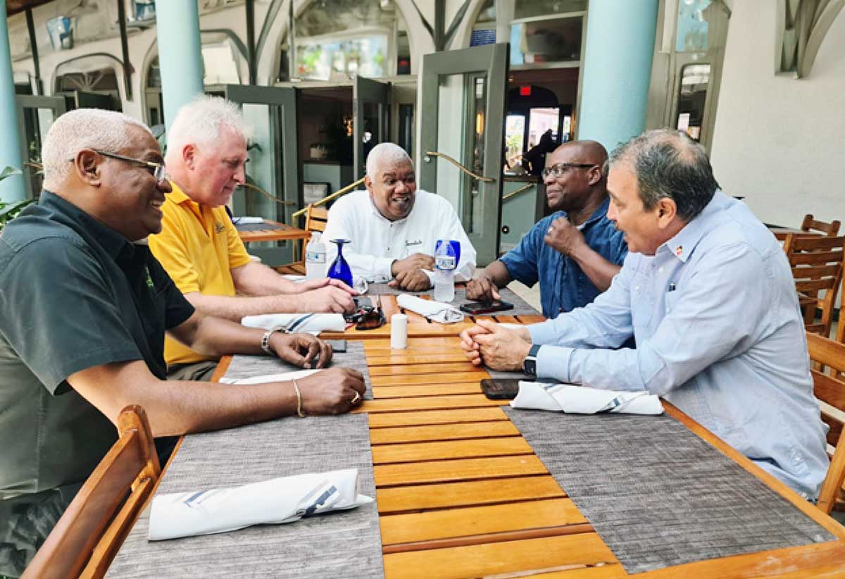 L – R: David Shields Vice President of Sales, Island Routes, Trevor Sadler CEO Inter Caribbean, Gary Sadler Executive VP Unique Vacations Inc., Lennox John Andrew Grenada Tourism Minister and Charles Fernandez Antigua Tourism Minister. 