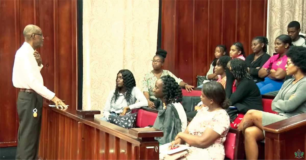 Francis addressing members of the youth parliament