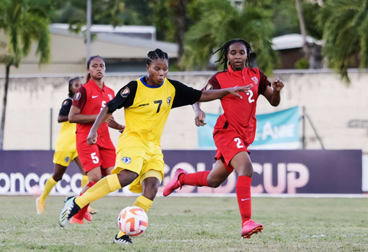 Team 758's Arnicka Louis (#7) lead the offensive onslaught against Guadeloupe. 