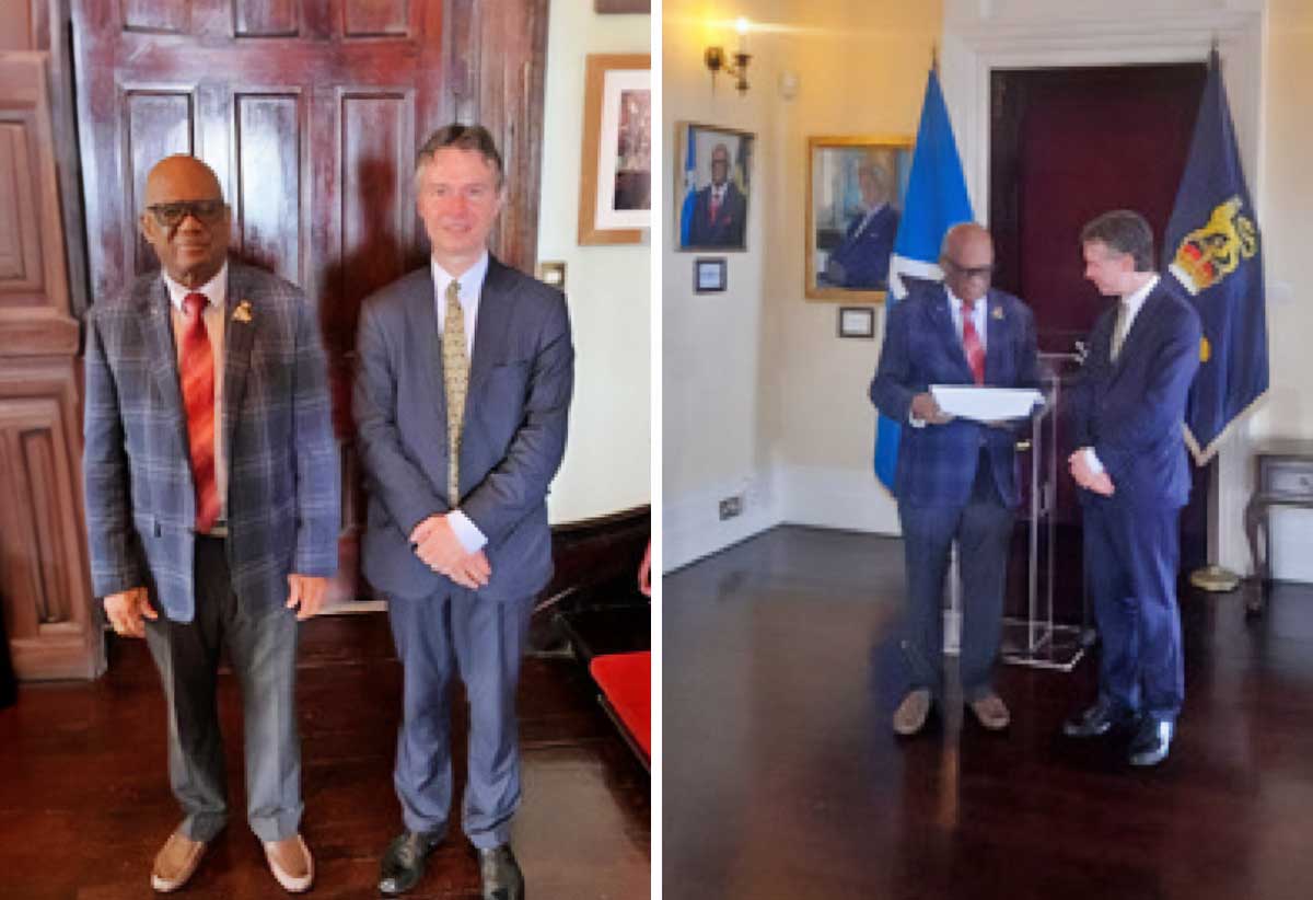 Acting Governor General of Saint Lucia His Excellency Cyril Errol (left) and Ambassador Designate for Poland His Excellency Pawel Woźny met on Oct. 24.