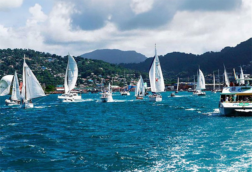 Yachts sail off from Las Palmas en route to Saint Lucia